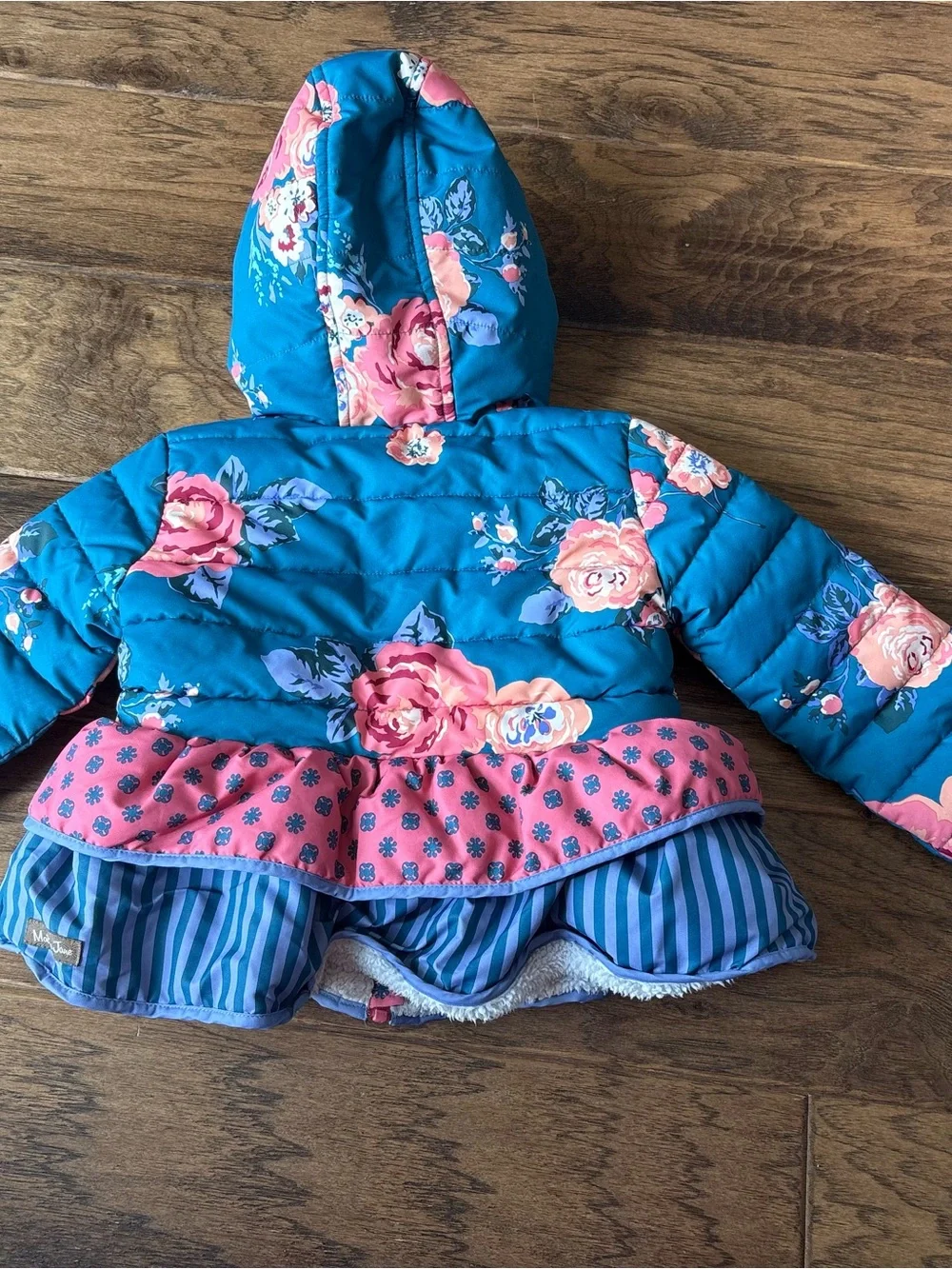 Matching mommy and me set!!!! Matilda Jane Teal Floral Hooded Puffers!